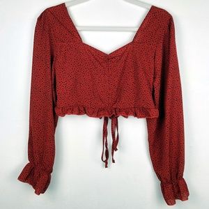 Dalmatian Print Red/Black Drawstring Crop Top